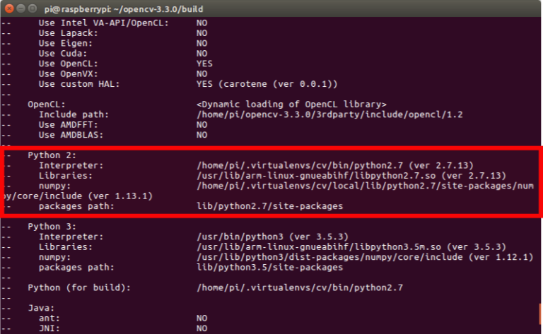 在装有Raspbian Stretch系统的树莓派上安装OpenCV3+python